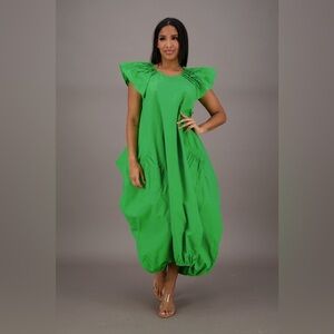 Green Maxi Flowing Grace Bubble Dress